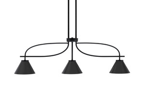 Cavella 3 Light Island Light Shown In Matte Black Finish With 7" Matte Black Cone Metal Shades (3936-MB-421-MB) Cavella 3 Light Island Light Shown In Matte Black Finish With 7" Matte Black Cone Metal Shades (3936-MB-421-MB)