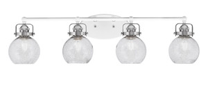 Easton 4 Light Bath Bar Shown In White & Brushed Nickel Finish With 5.75" Smoke Bubble Glass (1934-WHBN-4102) Easton 4 Light Bath Bar Shown In White & Brushed Nickel Finish With 5.75" Smoke Bubble Glass (1934-WHBN-4102)