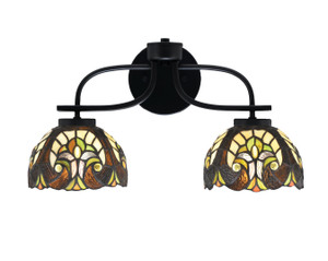 Cavella 2 Light Bath Bar In Matte Black Finish With 7" Ivory Cypress Art Glass (3912-MB-9945)