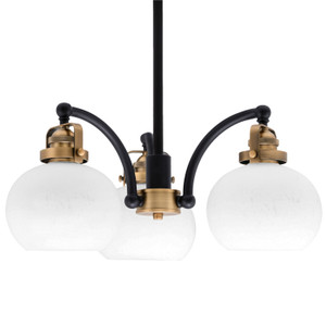 Easton Downlight, 3 Light, Chandelier Shown In Matte Black & Brass Finish With 7" White Muslin Glass (1943-MBBR-212)