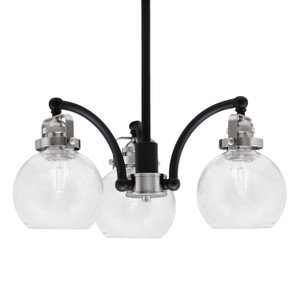 Easton Downlight, 3 Light, Chandelier Shown In Matte Black & Brushed Nickel Finish With 5.75" Clear Bubble Glass  (1943-MBBN-4100)