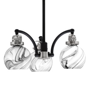 Easton Downlight, 3 Light, Chandelier Shown In Matte Black & Brushed Nickel Finish With 5.75" Onyx Swirl Glass (1943-MBBN-4109)