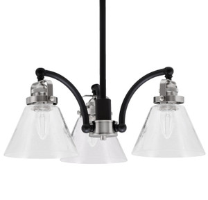 Easton Downlight, 3 Light, Chandelier Shown In Matte Black & Brushed Nickel Finish With 7" Clear Bubble Glass (1943-MBBN-302)