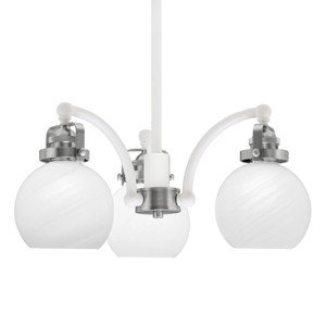 Easton Downlight, 3 Light, Chandelier Shown In White & Brushed Nickel Finish With 5.75" White Marble Glass (1943-WHBN-4101) Easton Downlight, 3 Light, Chandelier Shown In White & Brushed Nickel Finish With 5.75" White Marble Glass (1943-WHBN-4101)