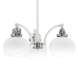 Easton Downlight, 3 Light, Chandelier Shown In White & Brushed Nickel Finish With 7" White Muslin Glass (1943-WHBN-212)