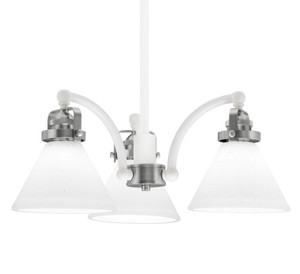 Easton Downlight, 3 Light, Chandelier Shown In White & Brushed Nickel Finish With 7" White Muslin Glass (1943-WHBN-312)