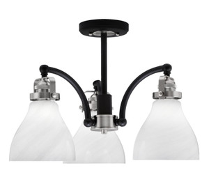 Easton 3 Light Semi-Flush Shown In Matte Black & Brushed Nickel Finish With 6.25" White Marble Glass  (1947-MBBN-4761)