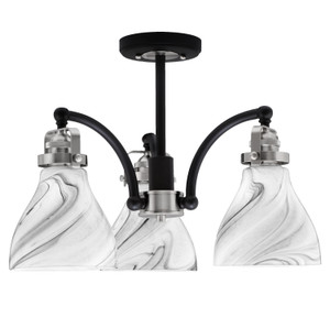 Easton 3 Light Semi-Flush Shown In Matte Black & Brushed Nickel Finish With 6.25" Onyx Swirl Glass (1947-MBBN-4769)