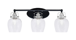 Easton 3 Light Bath Bar Shown In Matte Black & Brushed Nickel Finish With 6" Clear Bubble Glass (1933-MBBN-4810)