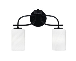 Cavella 2 Light Bath Bar In Matte Black Finish With 4" White Marble Glass (3912-MB-3001)