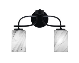 Cavella 2 Light Bath Bar In Matte Black Finish With 4" Onyx Swirl Glass (3912-MB-3009)