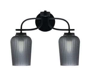 Cavella 2 Light Bath Bar In Matte Black Finish With 5" Smoke Textured Glass (3912-MB-4252)