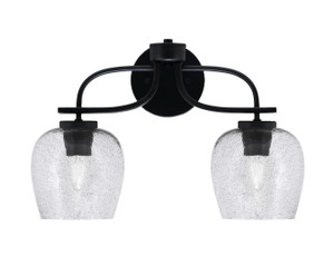 Cavella 2 Light Bath Bar In Matte Black Finish With 6" Smoke Bubble Glass (3912-MB-4812)