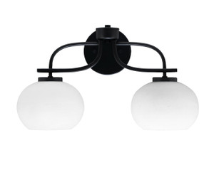 Cavella 2 Light Bath Bar In Matte Black Finish With 7" White Muslin Glass (3912-MB-212)