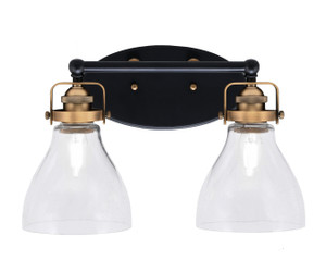 Easton 2 Light Bath Bar Shown In Matte Black & Brass Finish With 6.25" Clear Bubble Glass (1932-MBBR-4760) Easton 2 Light Bath Bar Shown In Matte Black & Brass Finish With 6.25" Clear Bubble Glass (1932-MBBR-4760)