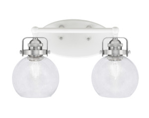 Easton 2 Light Bath Bar Shown In White & Brushed Nickel Finish With 5.75" Clear Bubble Glass (1932-WHBN-4100) Easton 2 Light Bath Bar Shown In White & Brushed Nickel Finish With 5.75" Clear Bubble Glass (1932-WHBN-4100)