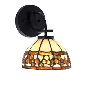 Cavella 1 Light Wall Sconce Shown In Matte Black Finish With 7" Roman Jewel Art Glass (3911-MB-9975)