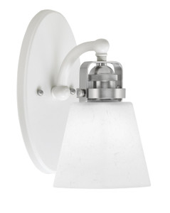 Easton 1 Light Wall Sconce Shown In White & Brushed Nickel Finish With 4.5" Square White Muslin Glass (1931-WHBN-460)