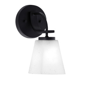 Cavella 1 Light Wall Sconce Shown In Matte Black Finish With 4.5" Square White Muslin Glass (3911-MB-460)