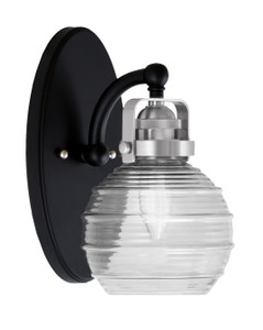 Easton 1 Light Wall Sconce Shown In Matte Black & Brushed Nickel Finish With 6" Clear Ribbed Glass (1931-MBBN-5110)