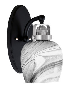 Easton 1 Light Wall Sconce Shown In Matte Black & Brushed Nickel Finish With 6" Onyx Swirl Glass (1931-MBBN-4819)