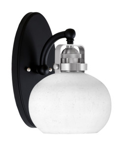 Easton 1 Light Wall Sconce Shown In Matte Black & Brushed Nickel Finish With 7" White Muslin Glass (1931-MBBN-212)