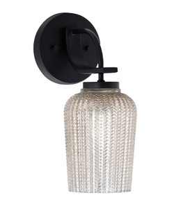 Cavella 1 Light Wall Sconce Shown In Matte Black Finish With 5" Silver Textured Glass (3911-MB-4253)