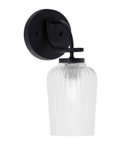 Cavella 1 Light Wall Sconce Shown In Matte Black Finish With 5" Clear Textured Glass (3911-MB-4250)