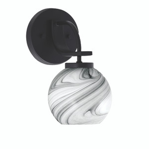 Cavella 1 Light Wall Sconce Shown In Matte Black Finish With 5.75" Onyx Swirl Glass (3911-MB-4109)