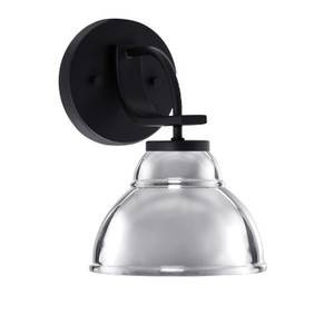Cavella 1 Light Wall Sconce Shown In Matte Black Finish With 7" Chrome Double Bubble Metal Shade (3911-MB-427-CH)