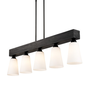 Neela Linear Pendant in Matte Black with Opal Glass Shade (1830-LP BLK-OP)