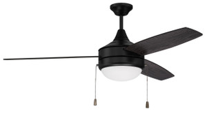Phaze 3 52" 3-Blade Ceiling Fan in Flat Black w/ Flat Black/Greywood Blades; Integrated Light Kit (PHA52FB3)