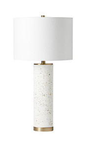 1 Light Metal/Concrete Base Table Lamp in White Terrazo/Antique Brass (86248)