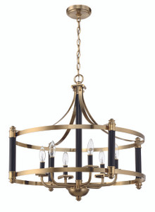 Stanza 6 Light Pendant in Flat Black/Satin Brass (54896-FBSB) Stanza 6 Light Pendant in Flat Black/Satin Brass (54896-FBSB)