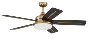 Drew 54" Indoor Fan in Satin Brass w/ Flat Black/Walnut Blades (DRW54SB5)
