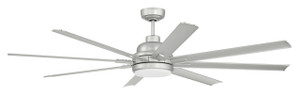 Rush 65" 8-Blade Indoor/Outdoor (Wet) Ceiling Fan in Painted Nickel w/ Painted Nickeld Blades; Light Kit Included (optional) (RSH65PN8)
