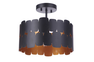 Sabrina 1 Light Semi Flush in Flat Black/Gold Luster (56651-FBGLR)