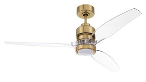 Sonnet WiFi 52" 3-Blade Ceiling Fan in Satin Brass w/ Clear Acrylic Blades; Light Kit Included (optional) (SONWF52SB3-CAP)