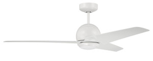 Nate 52" 3-Blade Ceiling Fan in White Finish, White Blades, WiFi Control; Light Kit Included (optional) (NTE52W3)