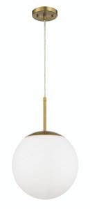 Gaze 1 Light 12" Pendant in Satin Brass (White Glass) (56892-SB-WG)