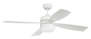Sebastion 52" 4-Blade Indoor/Outdoor (Wet) Ceiling Fan in White w/ White Blades; Light Kit Included (optional) (SBN52W4)