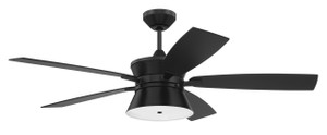 Dominick 52" 5-Blade Ceiling Fan in Flat Black w/ Flat Black/Greywood Blades; Integrated Light Kit (DMK52FB5)
