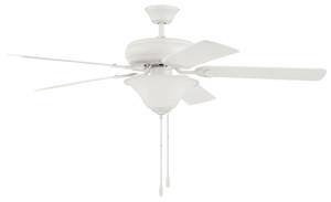 Decorator's Choice 52" 5-Blade 2 Light Ceiling Fan in Matte White w/ Matte White Blades; Light Kit Included (optional) (DCF52W5C1W) Decorator's Choice 52" 5-Blade 2 Light Ceiling Fan in Matte White w/ Matte White Blades; Light Kit Included (optional) (DCF52W5C1W)