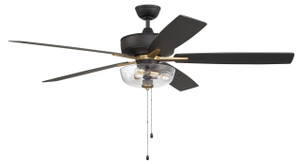 Super Pro 101 60" Indoor Fan Flat BK/SatBrass, BK Walnut/Flat BK Blades (S101FBSB5-60BWNFB)