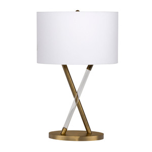 1 Light Metal/Acrylic Base Table Lamp in Satin Brass (86224) 1 Light Metal/Acrylic Base Table Lamp in Satin Brass (86224)