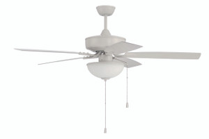 Outdoor Pro Plus 211 52" 5-Blade Indoor/Outdoor (Wet) Ceiling Fan in White w/ Matte White Blades; Light Kit Included (optional) (OP211W5)