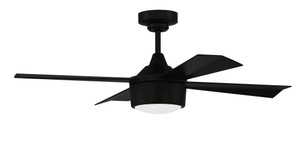 Theo 42" 4-Blade Indoor/Outdoor (Damp) Ceiling Fan, Flat Black Finish, Flat Black Blades; Light Kit Included (Optional) (THO42FB4)