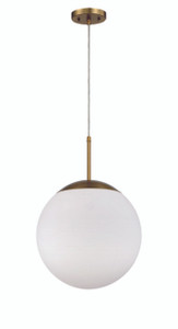 Gaze 1 Light 14" Pendant in Satin Brass (White Glass) (56893-SB-WG)