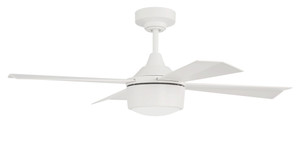 Theo 42" 4-Blade Indoor/Outdoor (Damp) Ceiling Fan, White Finish, White Blades; Light Kit Included (optional) (THO42W4)