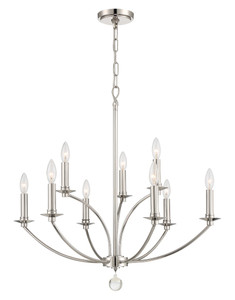 Mila 9 Light Polished Nickel Chandelier (MIL-8009-PN)